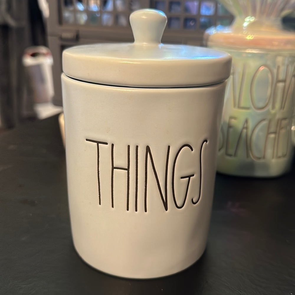 Rae Dunn “Things” Ceramic Container Baby Blue